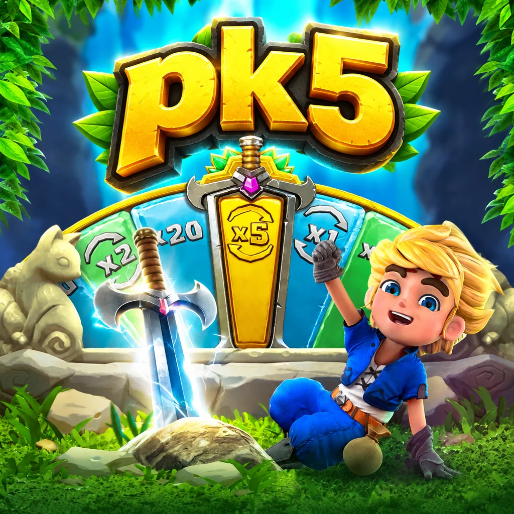 pk5 menampilkan Gem Saviour Sword dengan ksatria berpedang di antara kilau permata ajaib